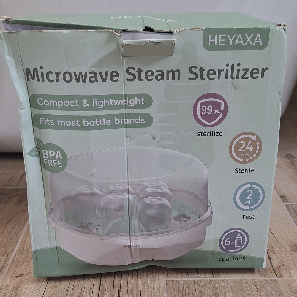 NIB Microwave Steam Sterilizer For Baby Bottles - White & Green